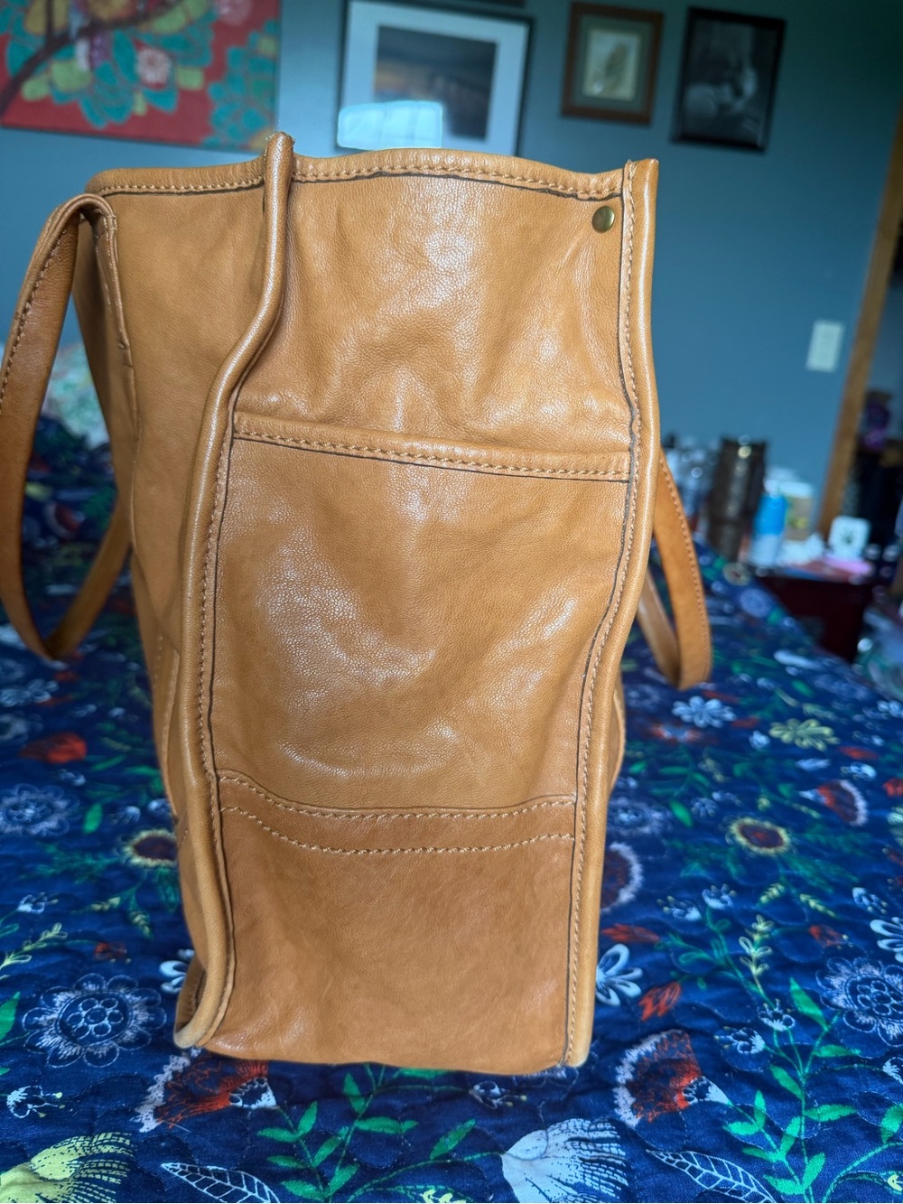 Frye Tan Leather Madison Tote with Double Handles - Picture 6 of 8